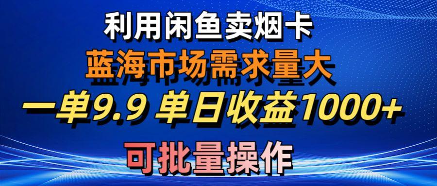 利用咸鱼卖烟卡，蓝海市场需求量大，一单9.9单日收益1000+，可批量操作-海旭网创